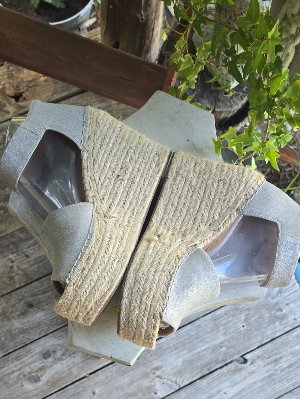 Marc Fisher Lalida Metallic Silver Espadrille Wedge Size 8